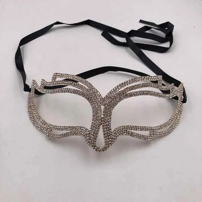 Rhinestones Women Masquerade Masks Nightclub Sexy Prom Face Accessories Shiny Fashion Blindfold Carnival Halloween Party Cosplay