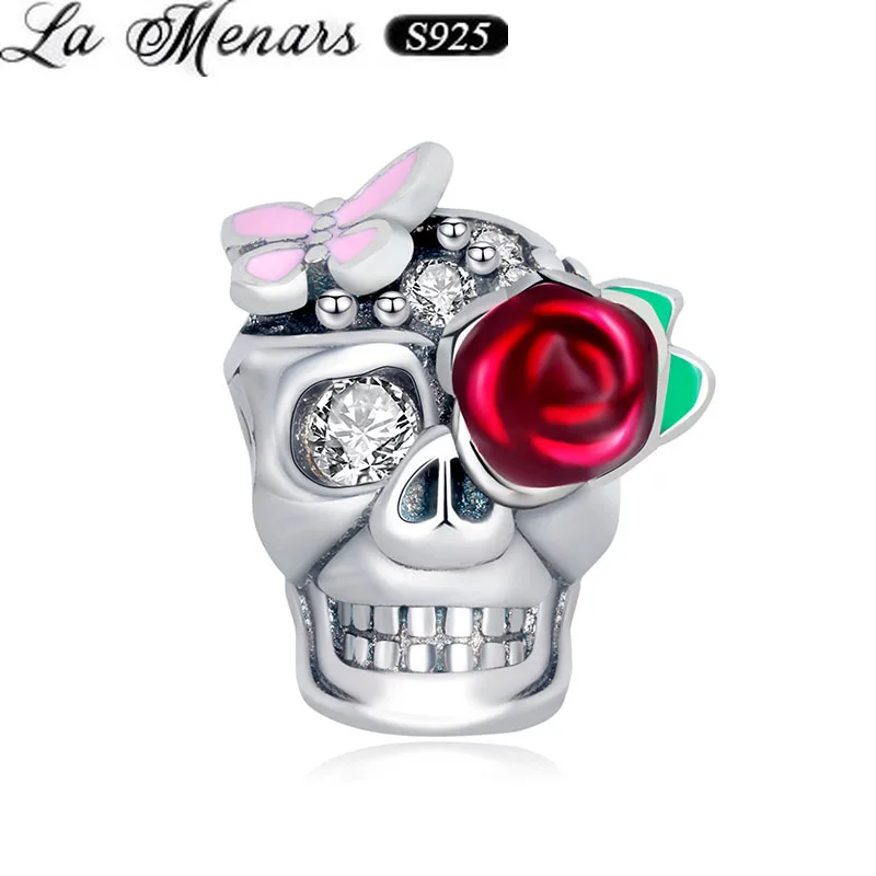 

Женский браслет из серебра 925 пробы, с цветами и черепом