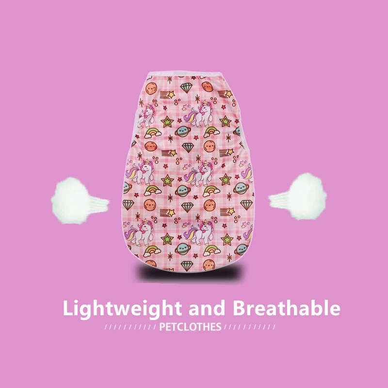 

Fashion Cute Summer Pet Clothing Dog Accessories Teacup Puppy Clothes Pink Unicorn Print Summer Cat Vest York Small Dog Clothes