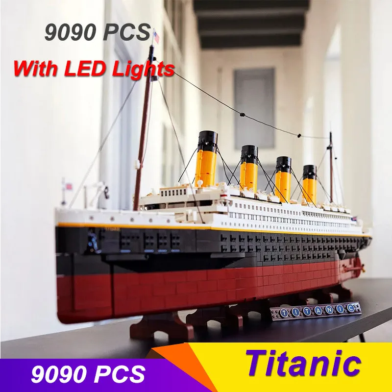 Фото Совместимые 10294 Титаник MOC, строительные блоки, модель дисплея, кирпичи, круизная лодка, пароход, игрушка для взрослых, рождественские подарки, 9090 шт. №2