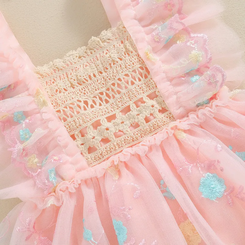 Летний комплект из 2 предметов для маленьких девочек сетчатый комбинезон с