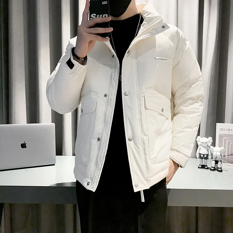 Winter Jacket Men Slim Warm Fashion 3-color Thick Down Jacket Men Korean Thicken Short Coat Mens Parker Clothes M-3XL