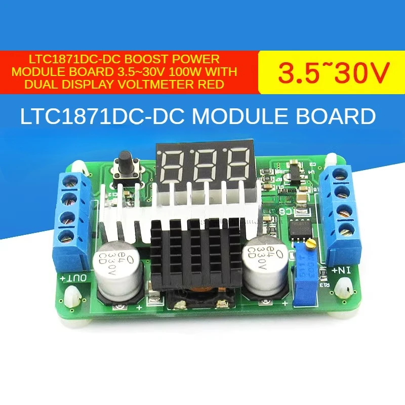 

LTC1871DC-DC Boost Power Module Board 3.5~30V 100W with Dual Display Voltmeter Red