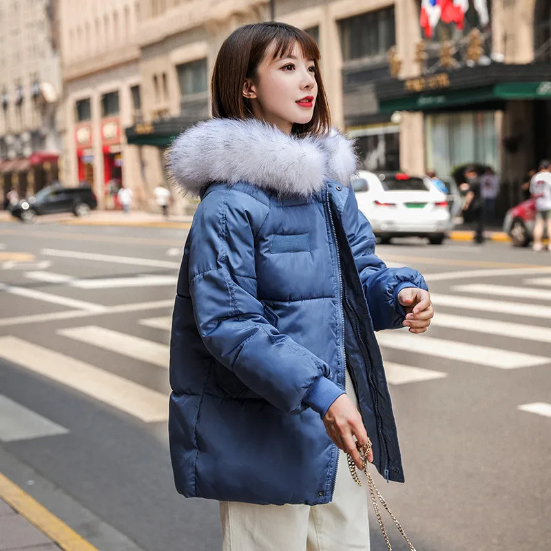 Women Hooded Black White Casual Outwear 2021 New Winter Down Cotton-padded Jackets Korean Style Short Loose Thicken Warm Coats