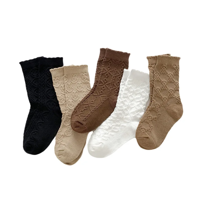 Носки детские однотонные хлопковые милые модные кружевные для новорожденных