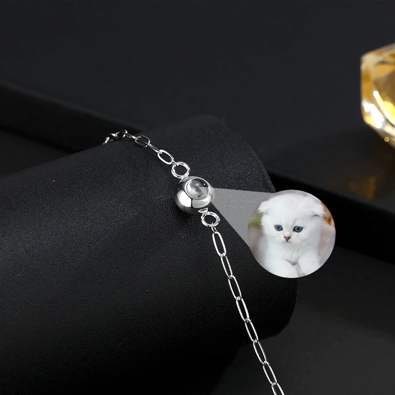 Personalized Photo Projection Bracelets Custom Colourful PictureTitanium Steel Link Chain Bracelets for Men Women Couple Jewelry