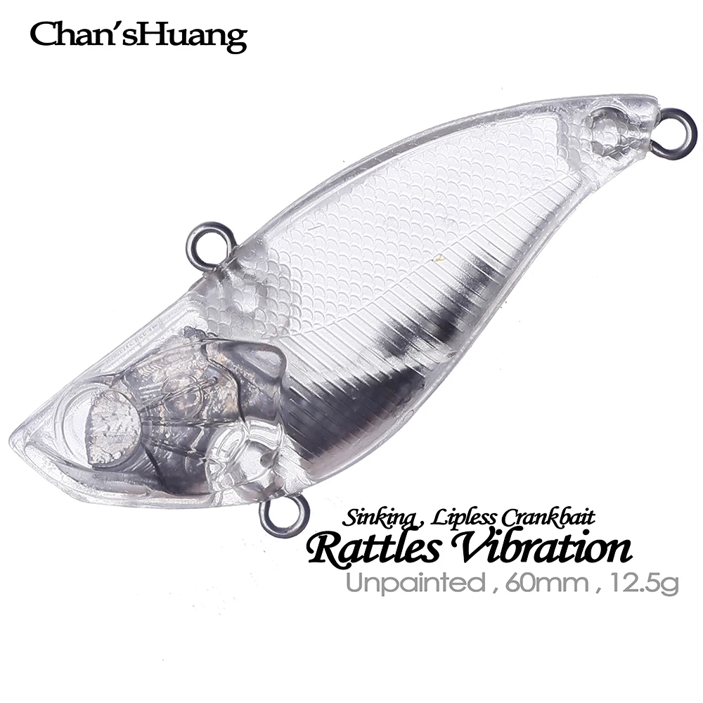 

Chan’sHuang 20PCS Unpainted Blanks Bait 60mm 12.5g Rattles Vibration Sinking VIB Lipless Crankbait DIY Artificial Fishing Lure