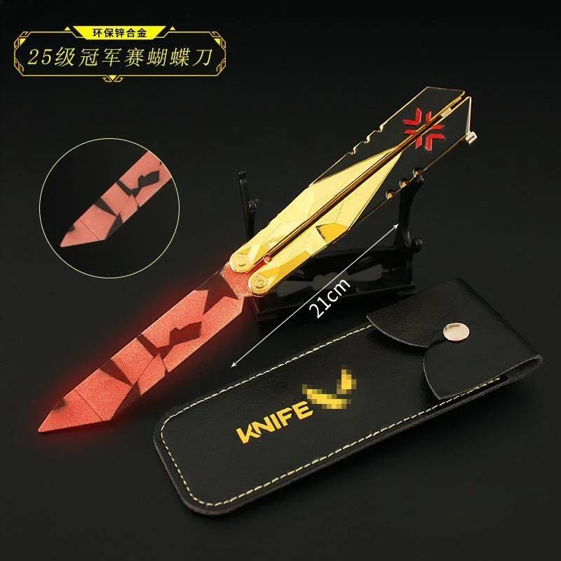 

Valorant Game Surrounding Weapons 21cm Fearless Contract Nightlight Butterfly Throwing Knife - Level 25 Red Blade Zinc Alloy Toy