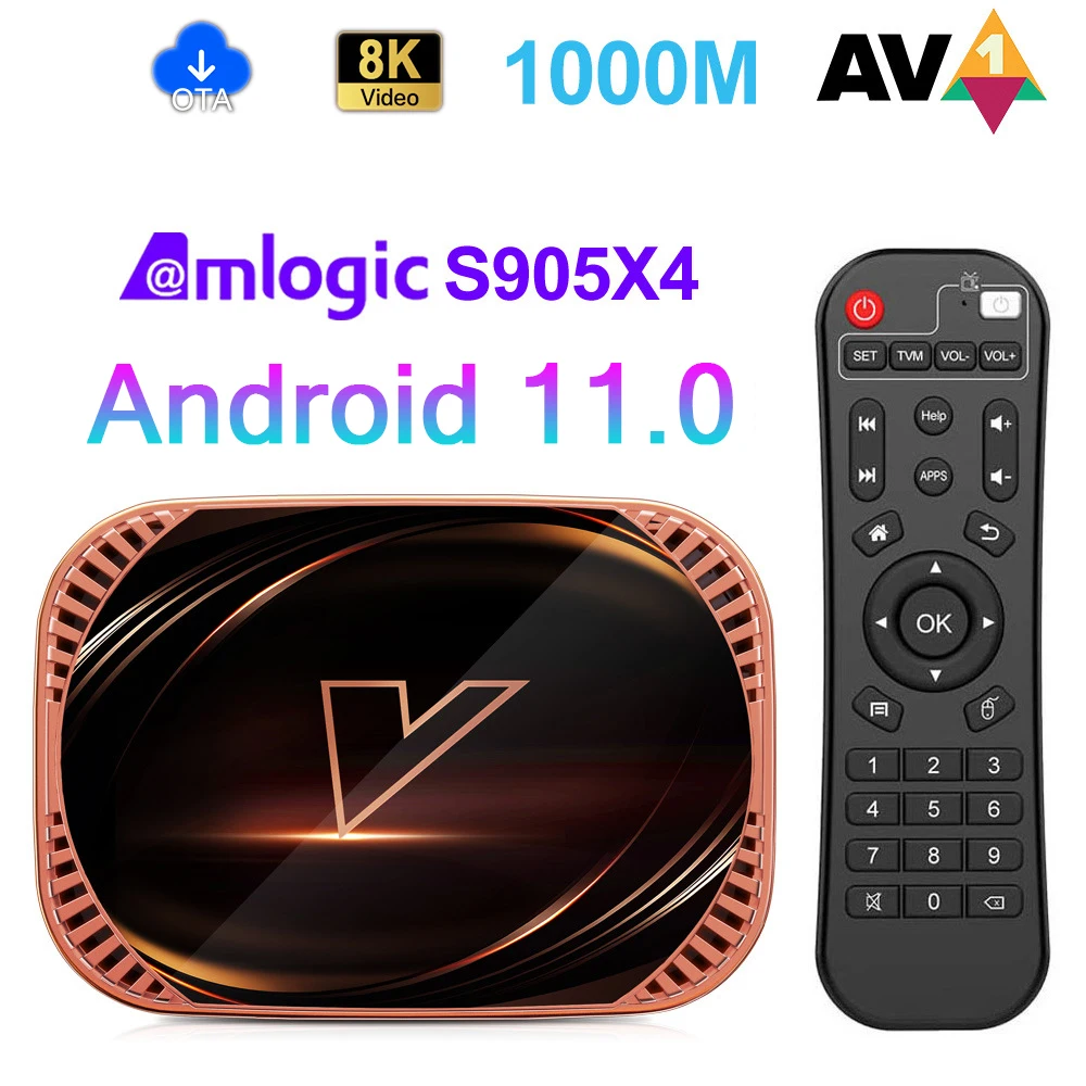 

ТВ-Приставка Smart TV 2022 X4 Android 11 Amlogic S905X4 4 ГБ 32 ГБ 64 Гб 128 Гб 4K Bluetooth 4,0 HDMI 2,1 1000M AV1 медиаплеер телеприставка