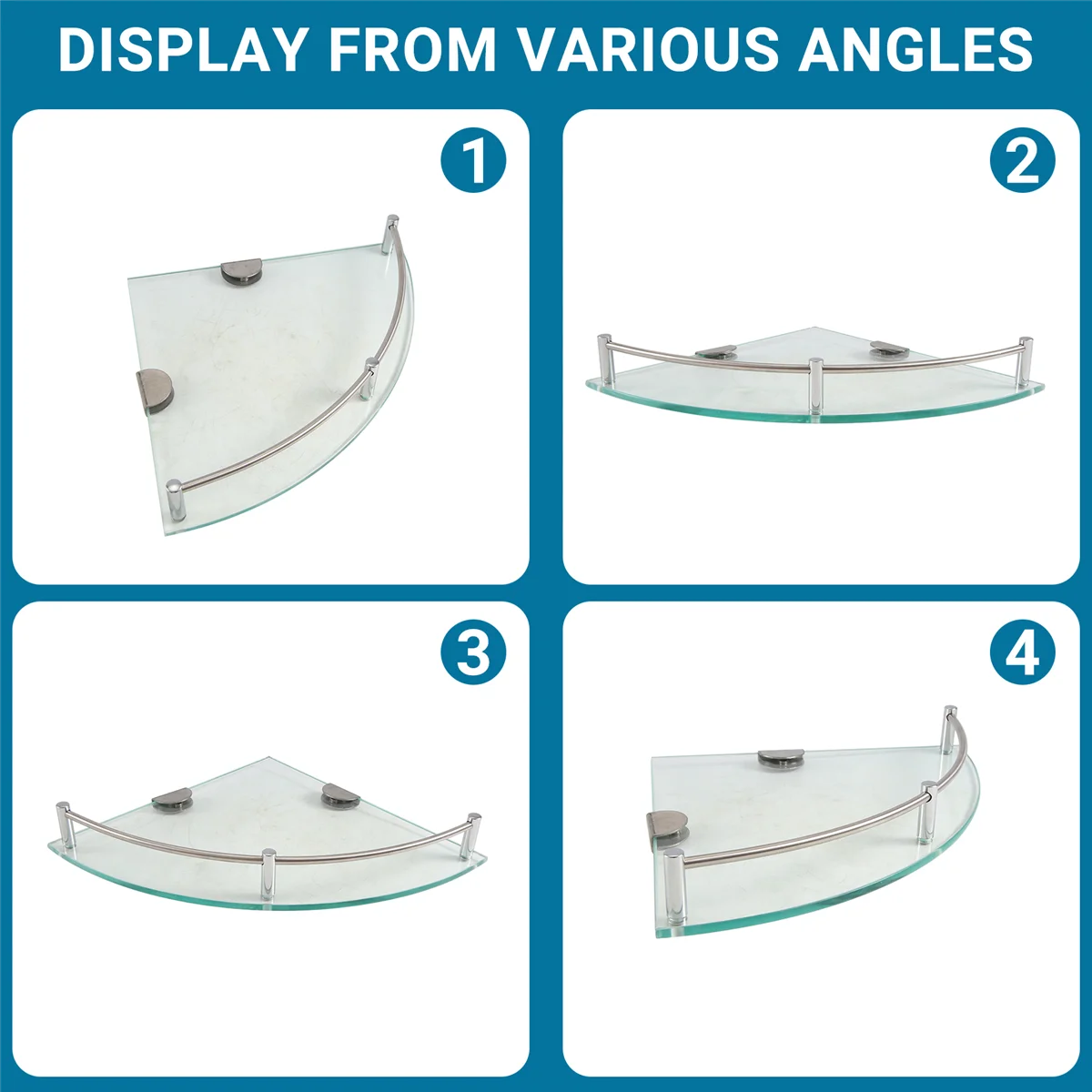Полки для ванной комнаты стеклянная угловая полка настенная из закаленного