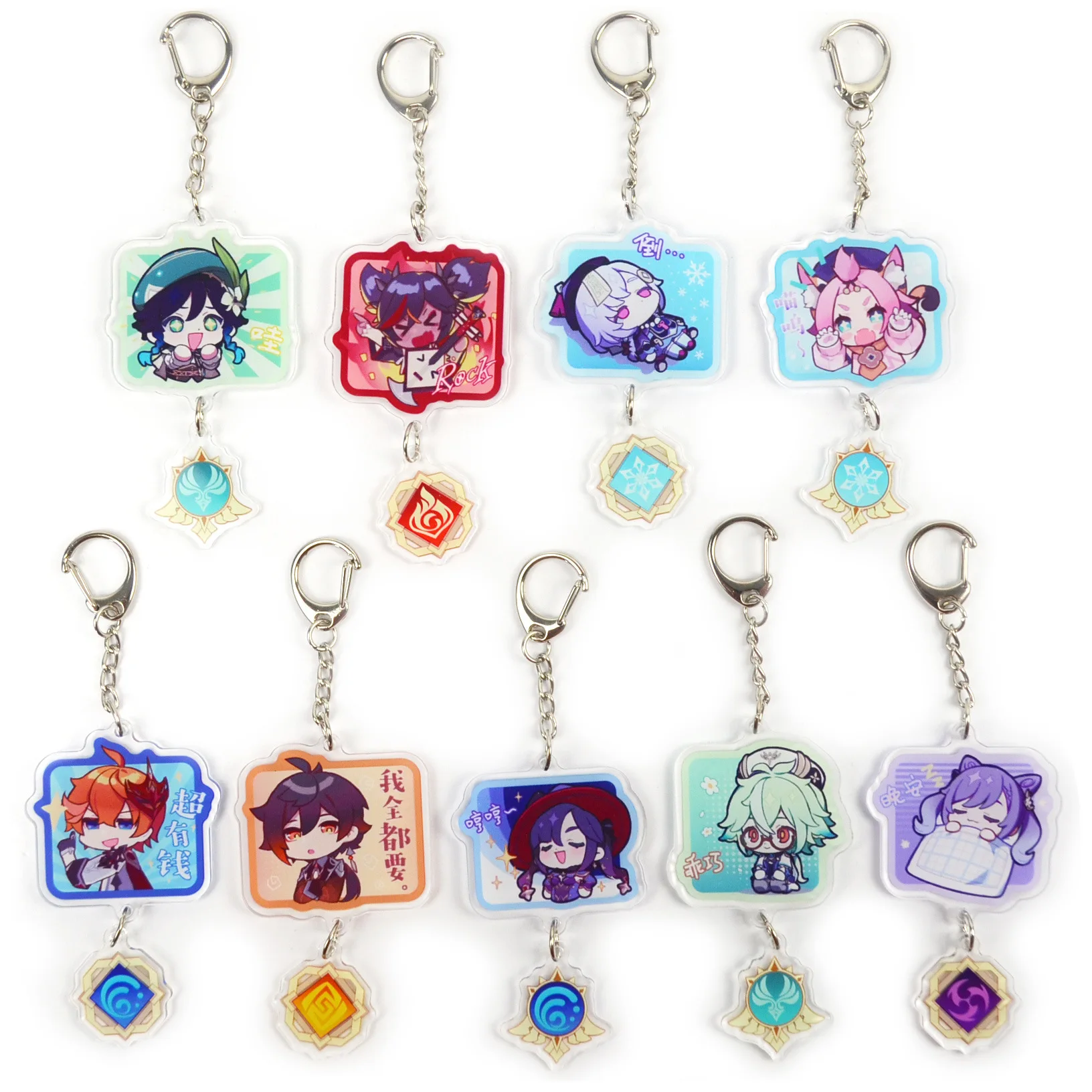 

Hot Game Genshin Impact Anime Keychain Hutao Xiao Ganyu Albedo Zhongli Cosplay Prop Cute Character Pendant Keyring Jewelry