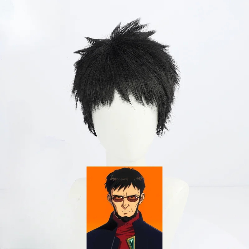 Эва Ikari Gendou косплей костюм головной убор реквизит парик черные короткие волосы