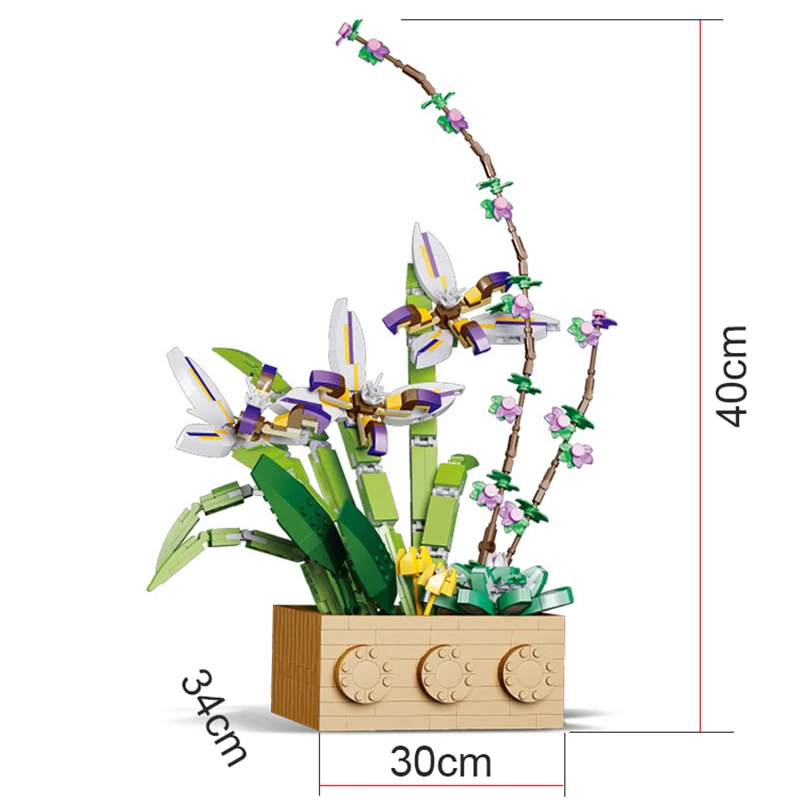 

Building Blocks Orchid Series Bonsai Girl Flowers Adult Flower Arrangement Assembly Toys For Valentine's Day Gifts