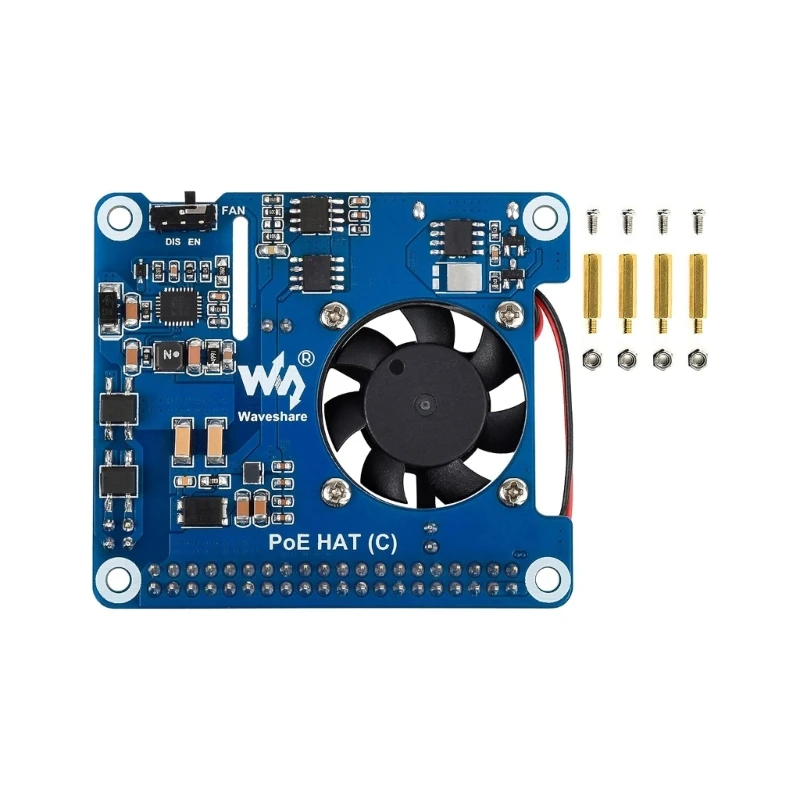 

PoE HAT Board with Cooling Fan forRaspberryPi 4B/3B+ 5V USB-A and 12V Header Outputs to Use More Peripherals Dropship