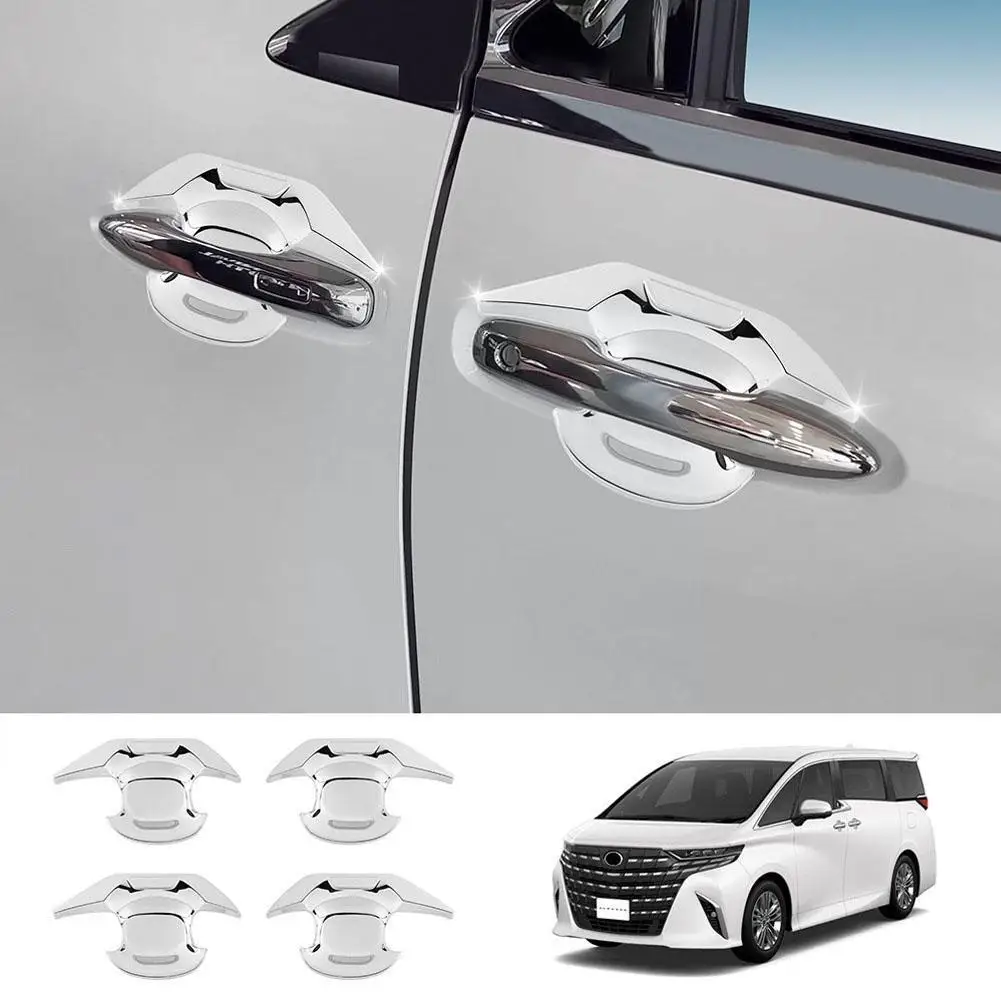 

For Alphard 40 Series 2023+ Abs Chrome Carbonfiber Outer Catch Exterior Door Handle Decoration Bowl Sticker Black Do B4j6