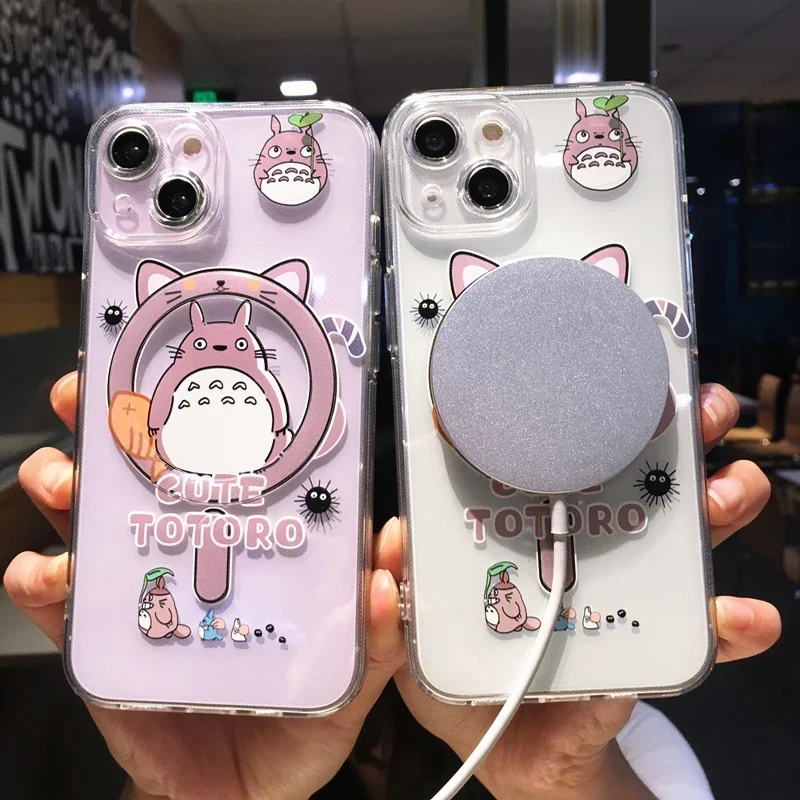 Cartoon Hot T-Totoros Magsafe Magnetic Phone Case for iPhone 16 15 14 13 12 11 8 7 Plus Pro Max X XR XSMax Soft Clear Tpu Cover