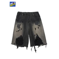 uncledonjm 2022 spring and summer ripped denim shorts streetwear men cargo shorts punk pants designer shorts men