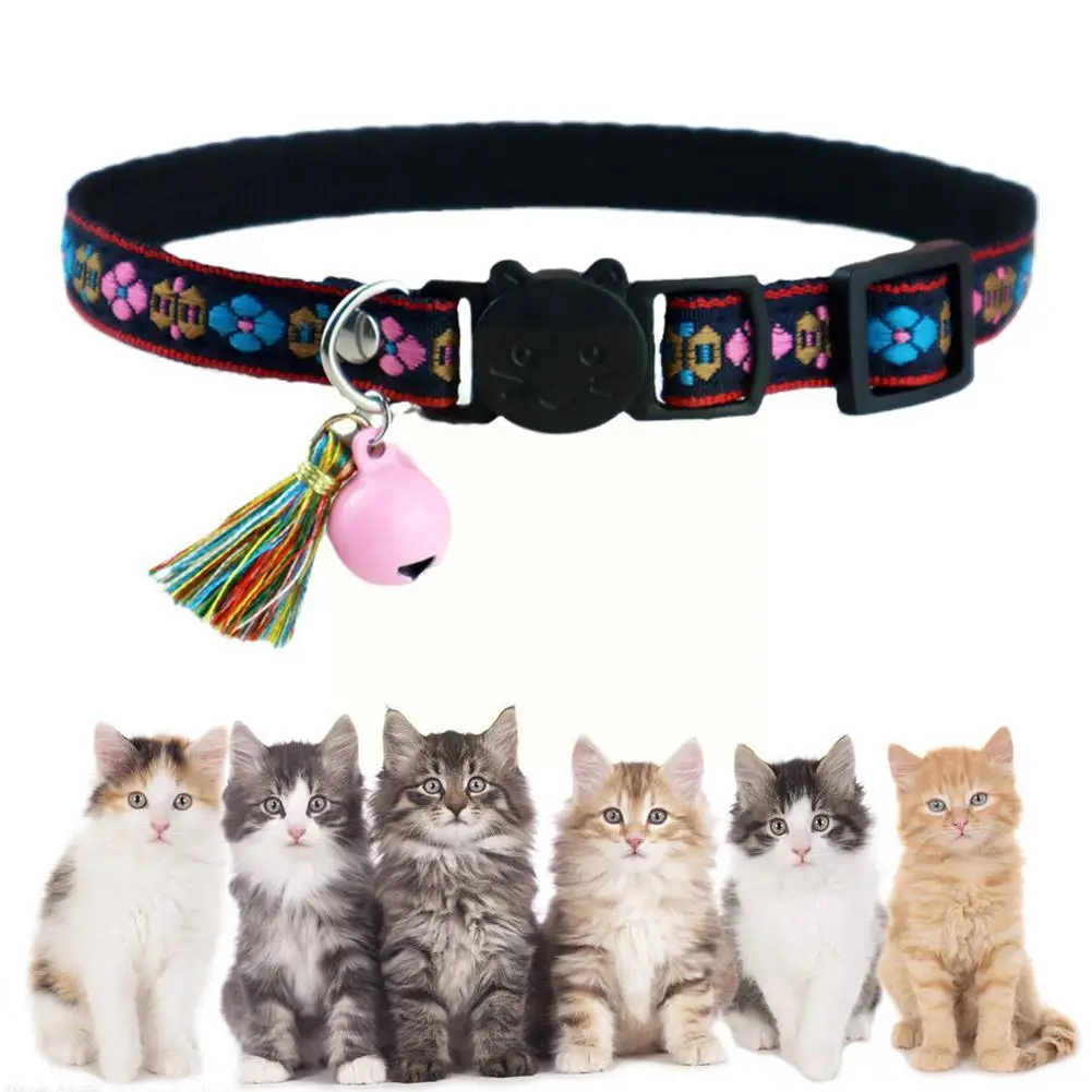 

New Pet Collar With Bell Cartoon Footprint Colorful Dog Kitten Adjustable Necklace Bell Accessories Collar Safety X0t5