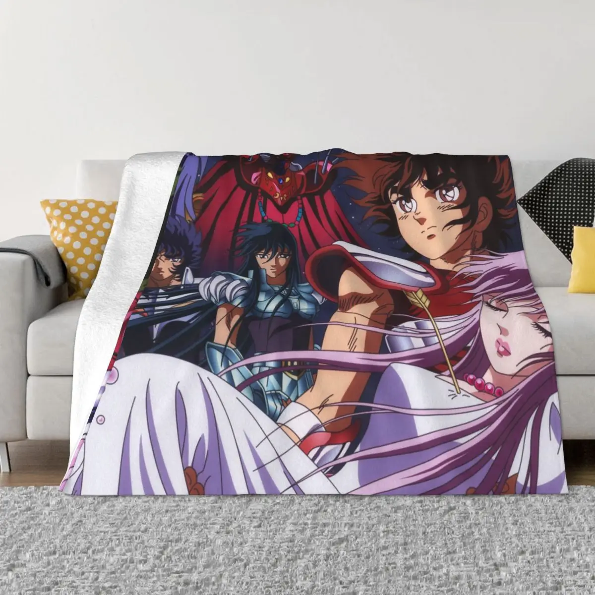 

Saint Seiya Shun Manga Blankets Coral Fleece Plush Decoration Bedroom Bedding Couch Bedspread