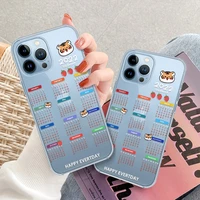 happy every day 2022 calendar phone case for iphone 12 13 mini 11 pro max xr x xs max 7 8 6 6s plus se 2020 clear soft tpu cover