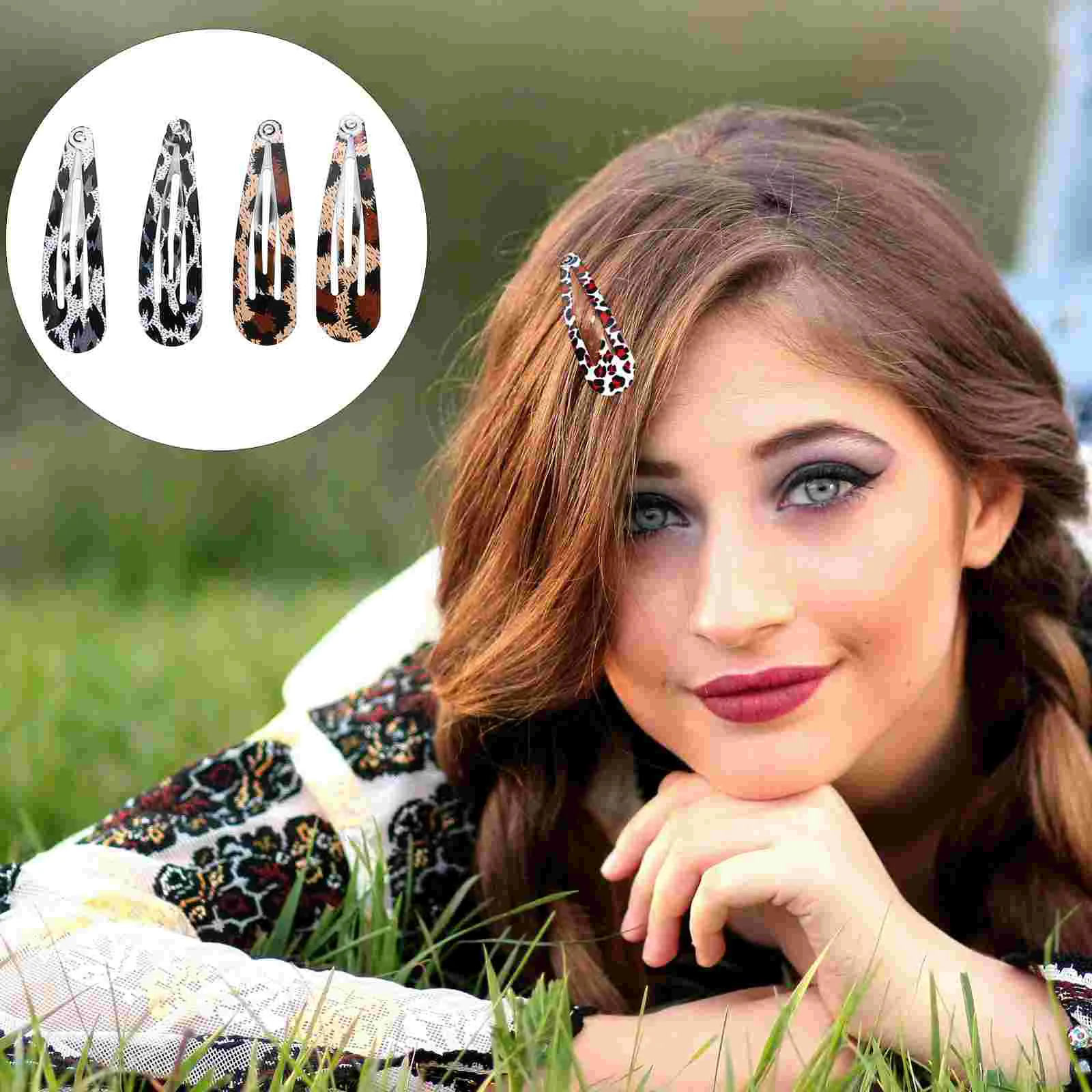 

24 Pcs Hairpin BB Clips Accessories Girls Leopard Snap Metal Snaps Hairgrips Women Barrettes