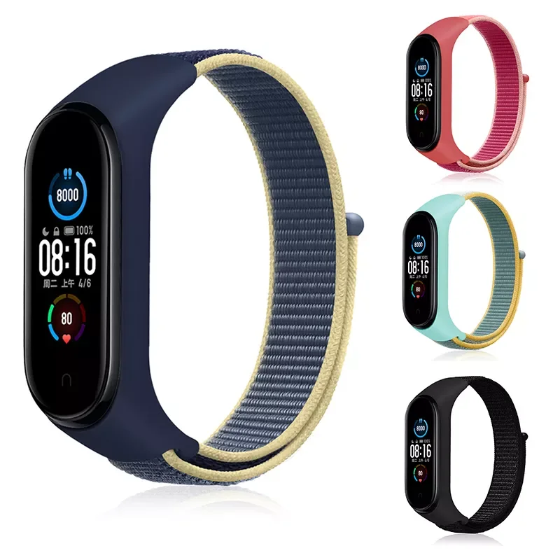 

for mi band 7 6 Strap Nylon Sport loop watch Belt pulsera correa Mi band 4 Wristband for xiaomi Mi band 5 4 3 Bracelet