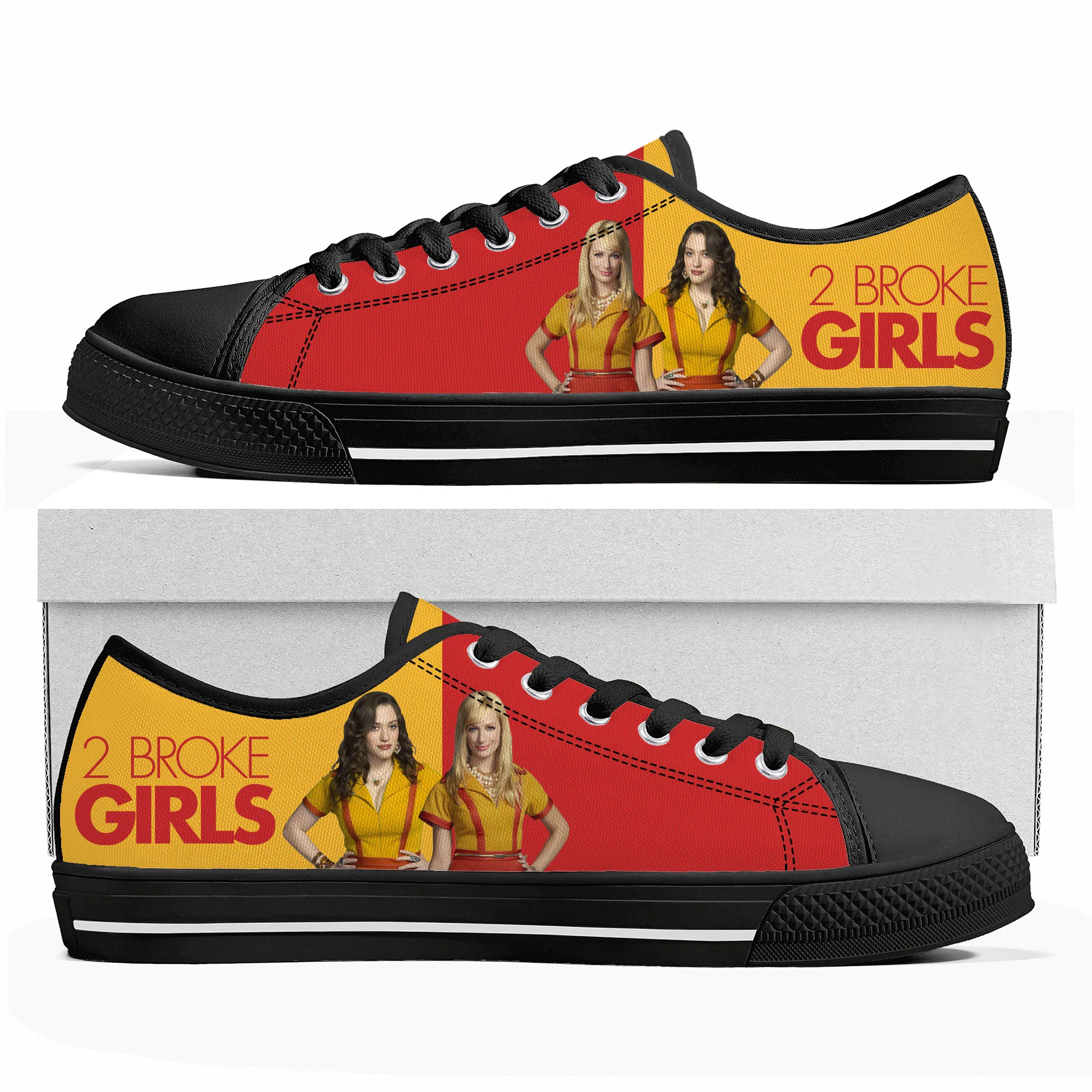 

2 Broke Girls Low Top Sneakers Mens Womens Teenager Canvas High Quality Sneaker Casual Custom Made Shoes Customize DIY Shoe