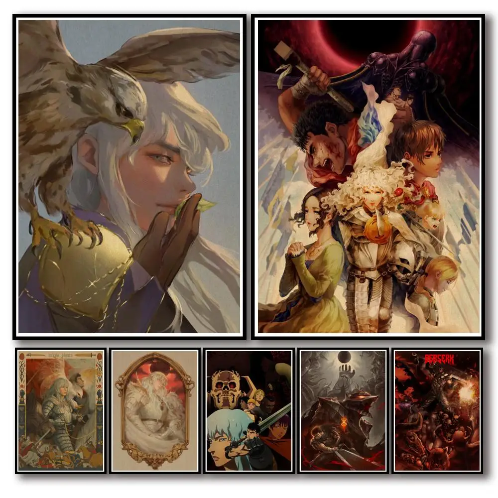 

34 дизайна, аниме, Berserk, раньше, стимуляция Гриффита, альтернативные художественные наклейки, Необычные наклейки на стену для кафе, бара