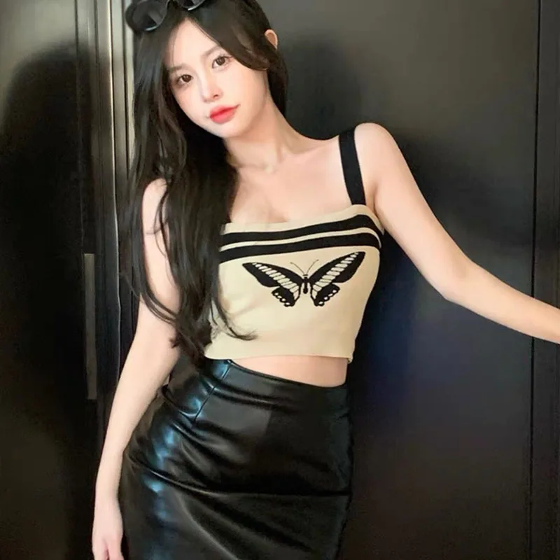 Женская майка контрастных цветов облегающие повседневные американские майки в