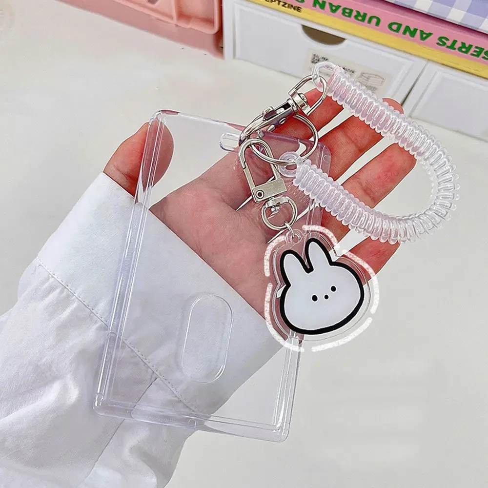 

1PC Cute Bear Rabbit Card Cover Photos Card Cover Student Bus Card Cover Creative Key Chain Card Cover Protective Case