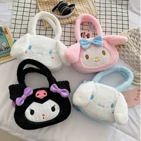 new sanrio plush handbag kawaii anime kuromi cinnamoroll stuffed animals cute style plushie messenger bag gifts for girls
