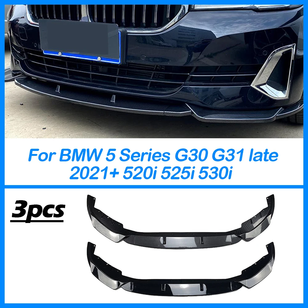 

For BMW 5 Series G30 G31 Late 2021+ 520i 525i 530i Black ABS Car Bumper Lip Body Kit Front Shovel Modification Replacement Parts