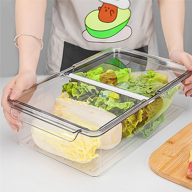 

Контейнер для хранения в холодильнике, прозрачный кухонный шкаф, выдвижной ящик, органайзер для еды, контейнер для сохранения свежести фруктов