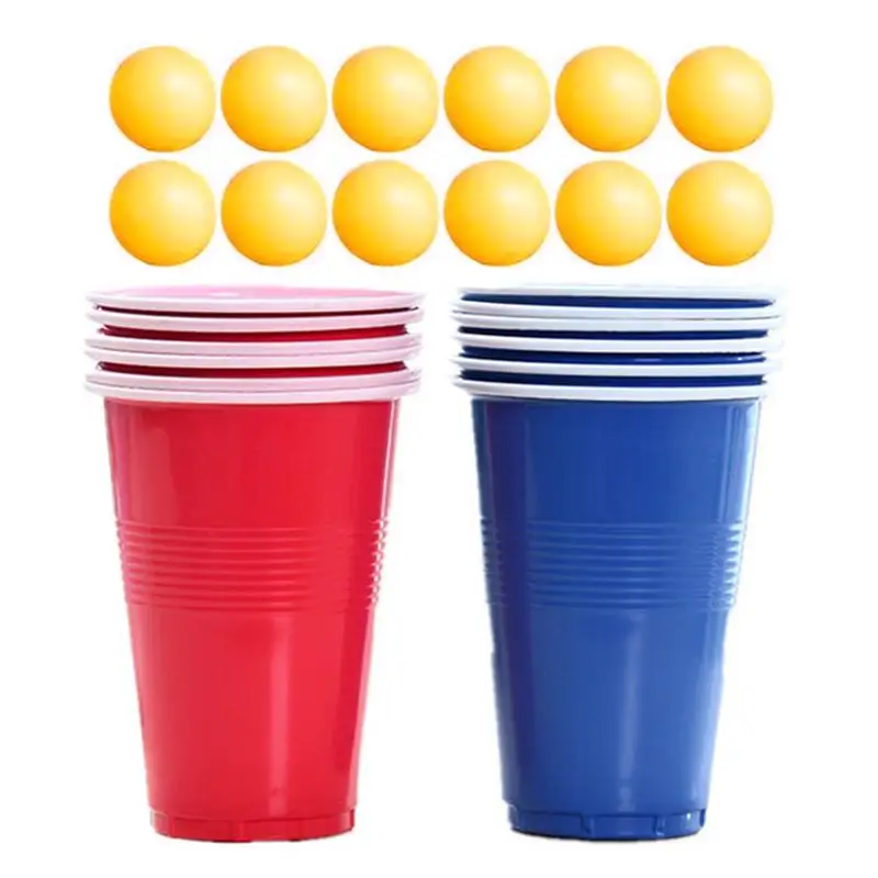 

Table Tennis Ball Set Bachelor Pong Beer Drinking Cup Set Pong Balls And 12 Beer Glasses Party Supplies For Adults Pub Camping