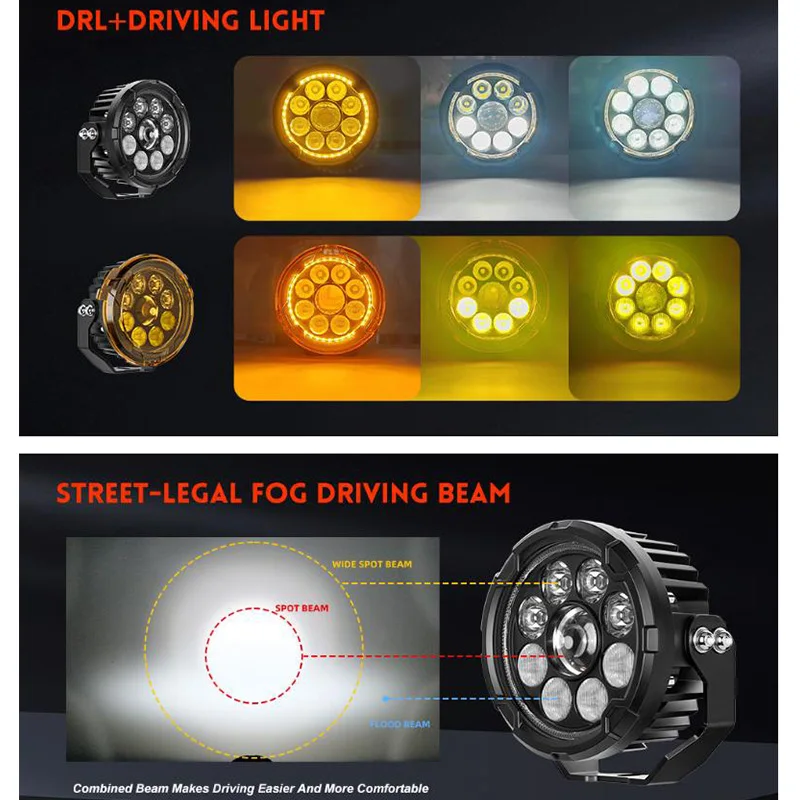 Фото 2025 Новые 4,5-дюймовые фары с дальним ближним светом Янтарный DRL ADV Enduro Street GR Мотоцикл Aux Внешний прожектор для BMW GS №5