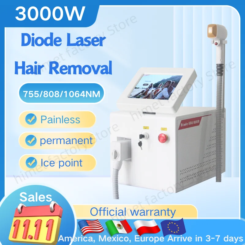 Профессиональная машина для удаления волос с диодным лазером безболезненного