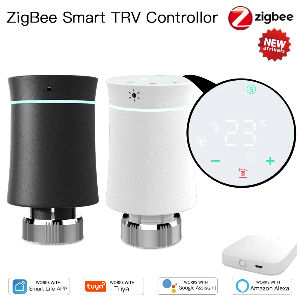 

TRV ZigBee Thermostatic Tuya New Radiator Actuator Valve Smart Programmable Thermostat Temperature Heater Alexa Voice Control