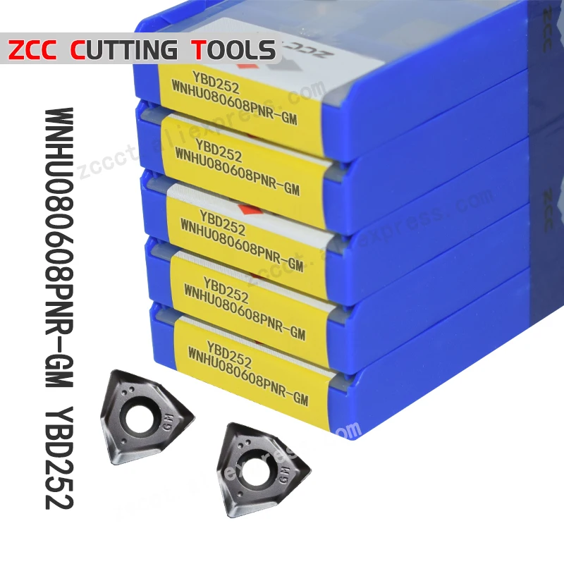 

50 шт. WNHU080608PNR-GM YBD252 ZCC фрезерные Вставки WNHU 080608 PNR-GM карбид вольфрама фрезы для чугуна