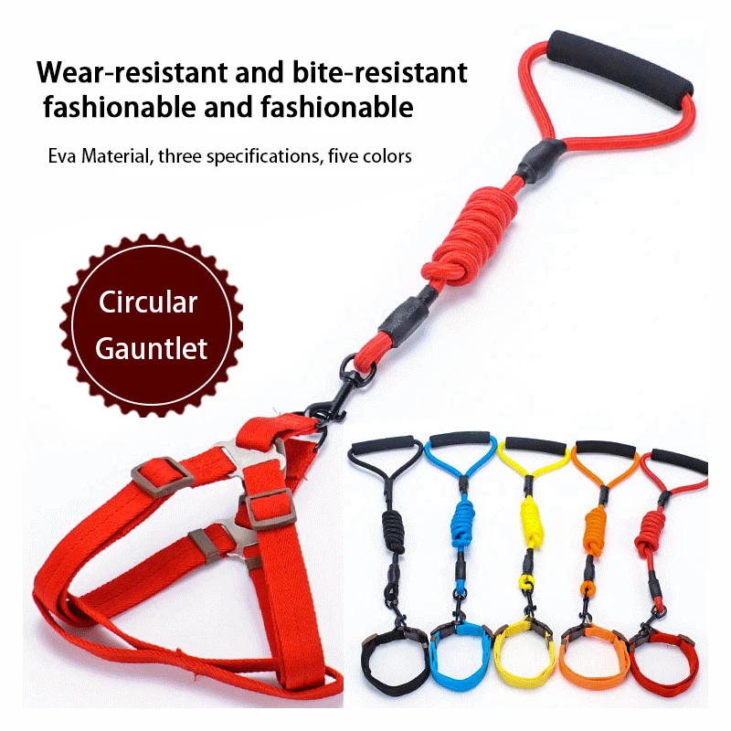 

Комплект для собак и кошек, прочный поводок, Регулируемый жилет, ошейник, мягкие Аксессуары для собак, для прогулок, бега, тренировок