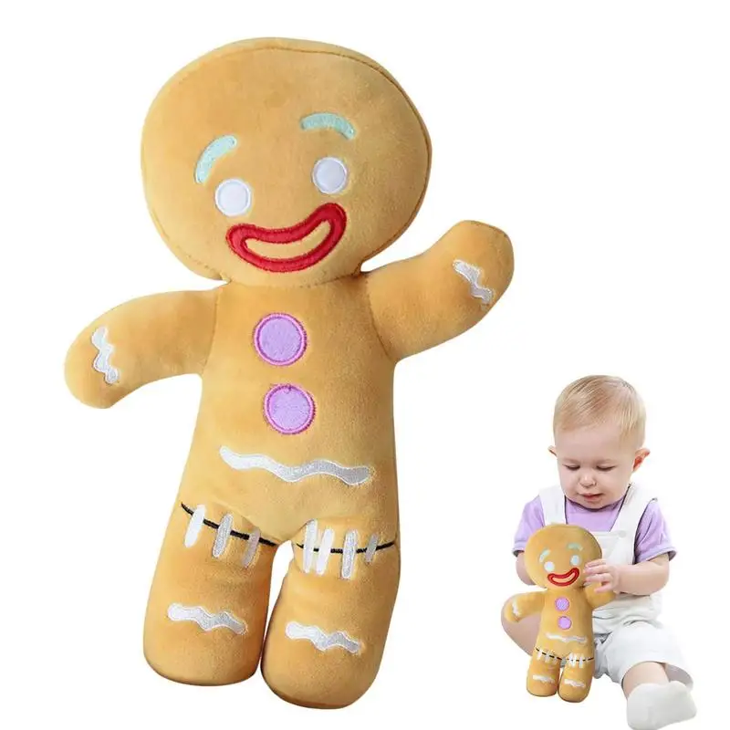 

11.8in Gingerbread Man Plush Toy Baby Appease Doll Biscuits Man Pillow Car Seat Cushion Reindeer Home Decor Toy Children