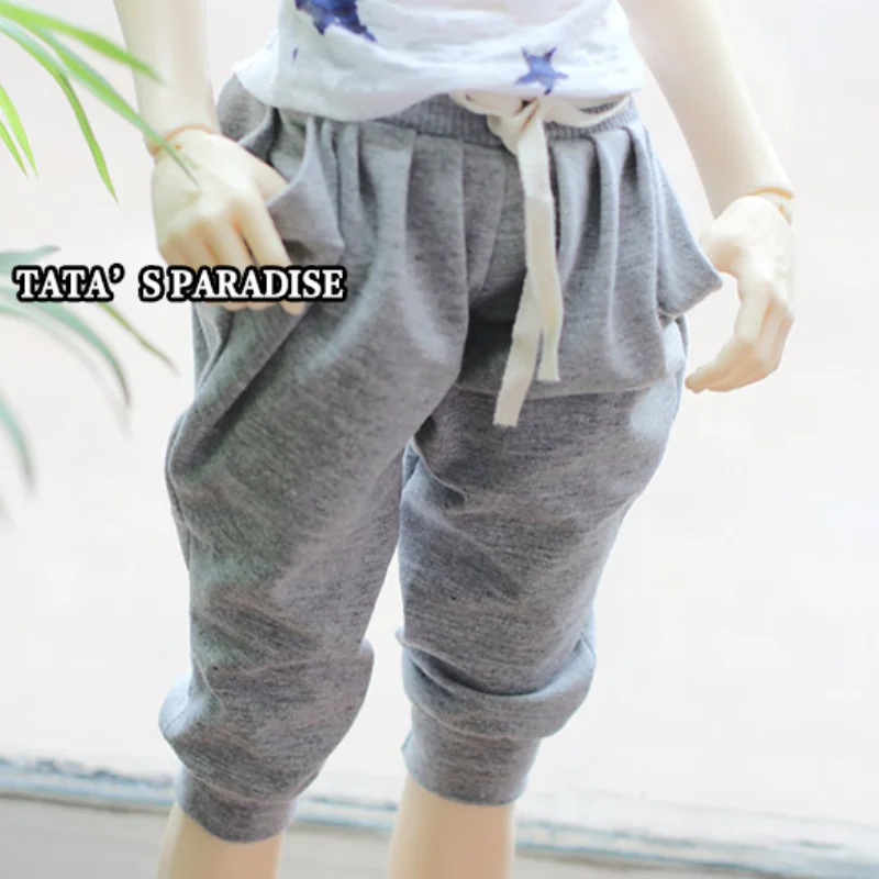 

BJD doll clothes casual gray joint gray waist drawstring big pocket harem baggy pants for 1/3 1/4 BJD SD MSD Uncle doll size