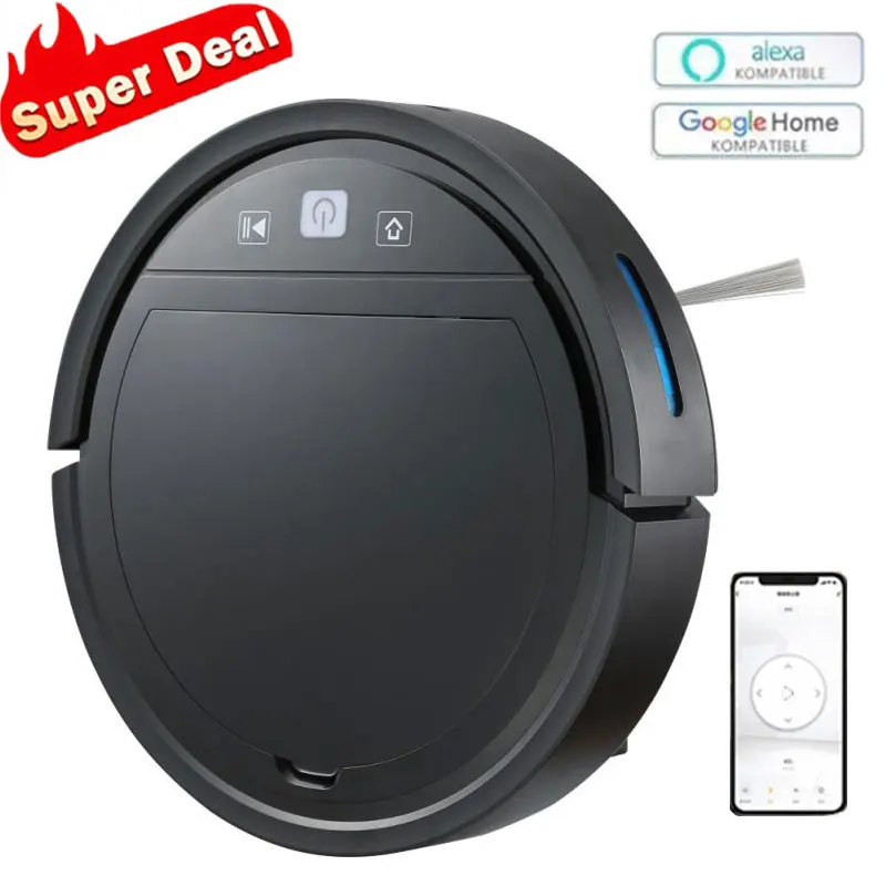 2500PA Sweeping Robot Vacuum Cleaner Smart Remote Control  Wireless Auto-Recharge Alexa Floor Cleaning Vacuum Cleaner For Home