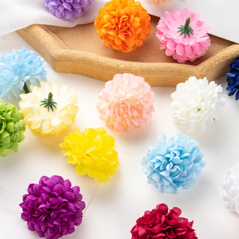 

35 Pcs Fake Chrysanthemum DIY Material Melaleuca Flowers Heads Wedding Artificial African Daisy