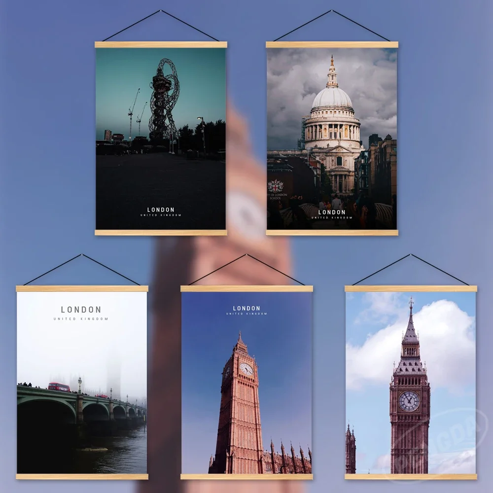 Лондонская башня Элизабет холст модульные деревянные подвесные принты
