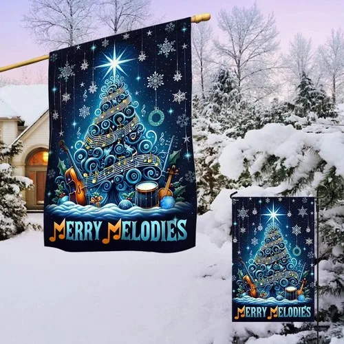 Фото Музыкальный рождественский флаг Merry Melodies, садовый флаг UUI GGX №3