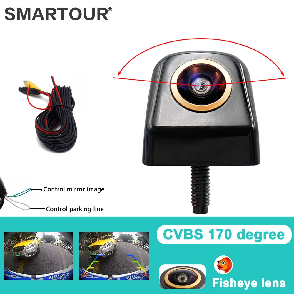 

SMARTOUR AHD 180-градусный объектив «рыбий глаз» ночного видения 1080P AHD автомобильная камера заднего вида обратная резервная камера металлическая 4-контактная для Android DVD