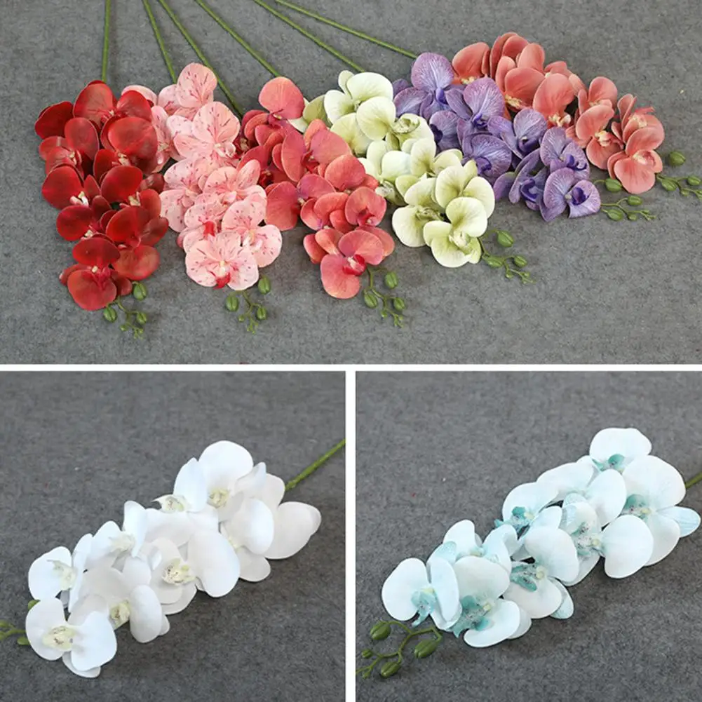 Искусственные орхидеи с ножками 9 головок реалистичные искусственные фаленопсис