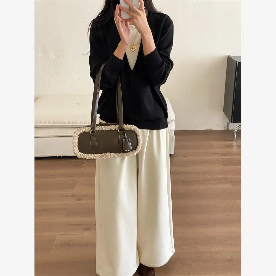 Осенне-зимняя плюшевая маленькая квадратная стильная сумка подмышками на одно