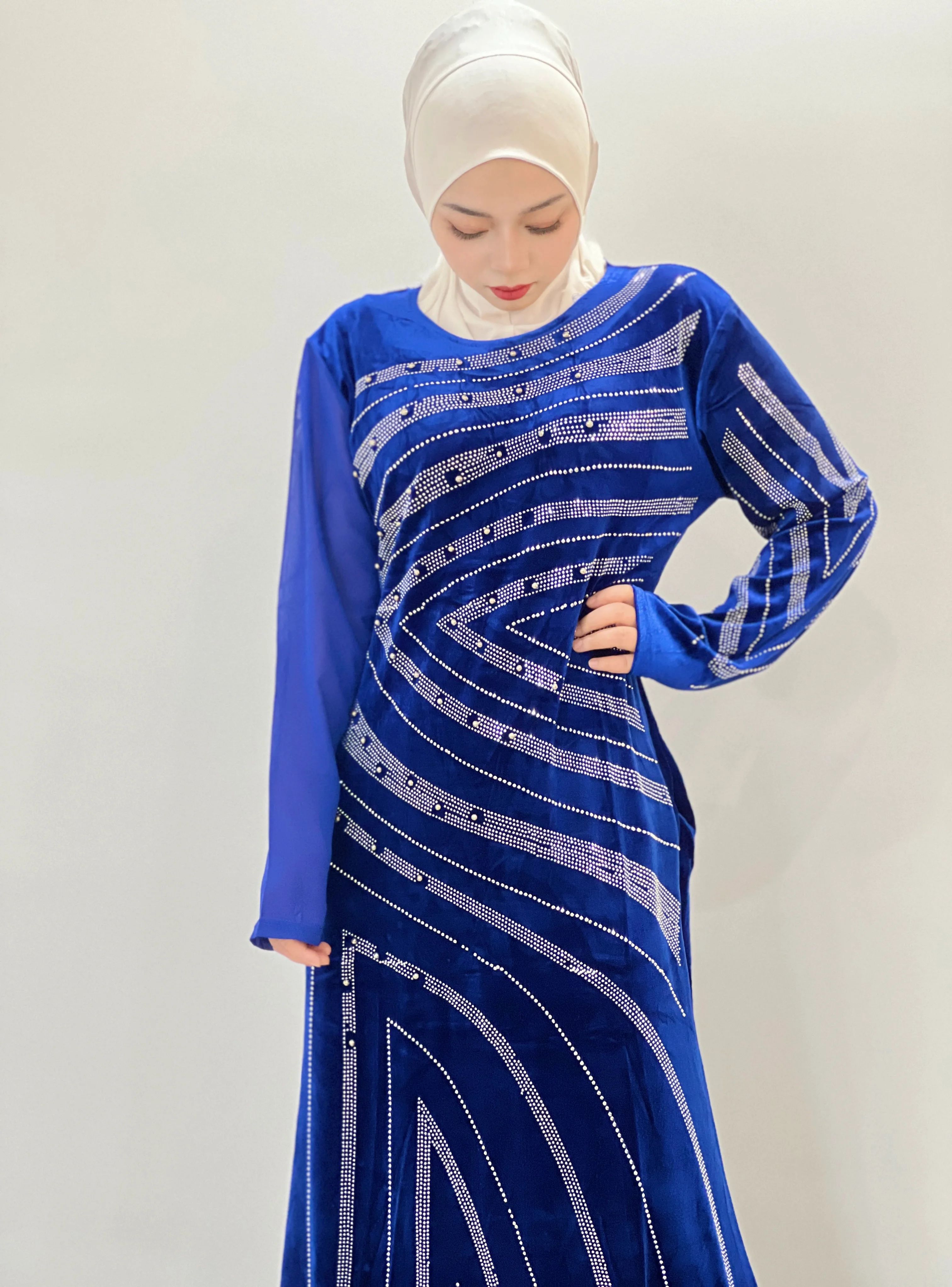 арабское платье абая женская Дубай Мусульманский халат осень-зима полосатый