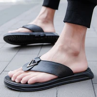 2022 new leather flip flops men fashion version outer summer sandals shoes outdoor thick bottom slippers and sandals for male